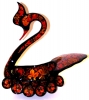 Wooden Decorative Swan "Lebed' S Lozshkami", hand-made, Hohloma